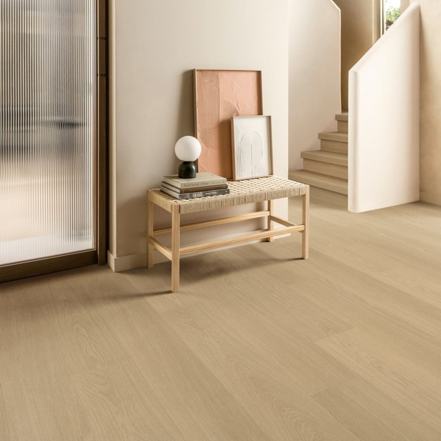 Pavimento in Laminato CAPTURE ROVERE VERNICIATO BEIGE QUICK-STEP impermeabili al 100% con tecnologia Hydroseal, posa Uniclic e garanzia a vita