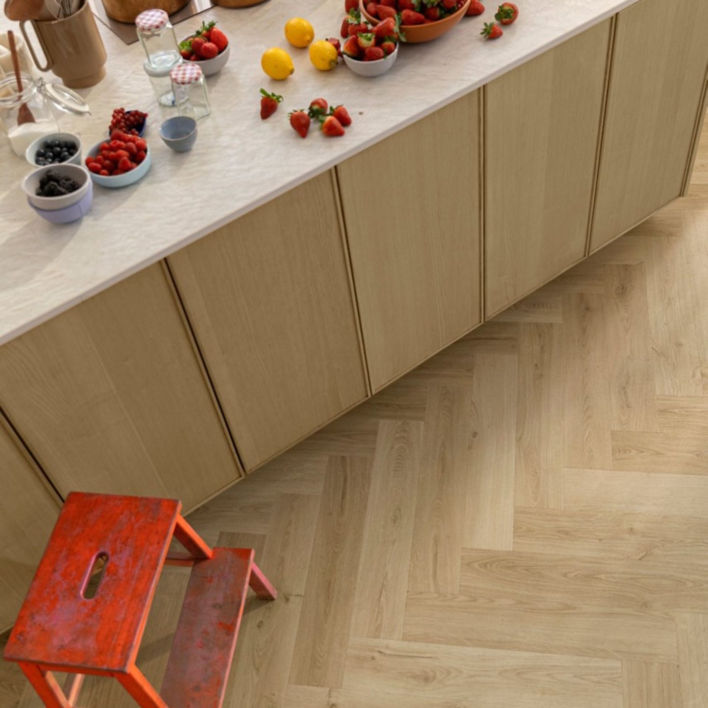 Pavimento in PVC CIRO BEIGE NATURALE QUICK-STEP finitura beige naturale restituisce un effetto legno sobrio e luminoso
