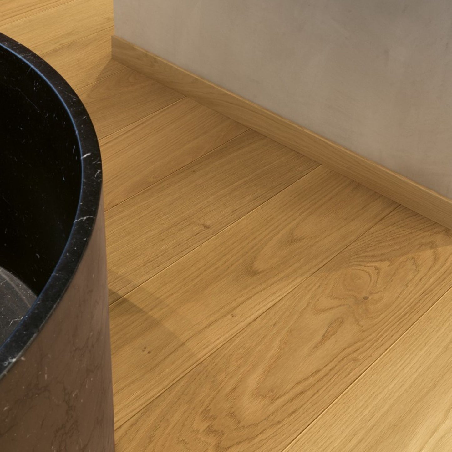 Pavimento in PARQUET AMATO ROVERE CUOIO EXTRA OPACO QUICK-STEP effetto legno posa Uniclic Multifit e compatibilità con riscaldamento e raffreddamento a pavimento