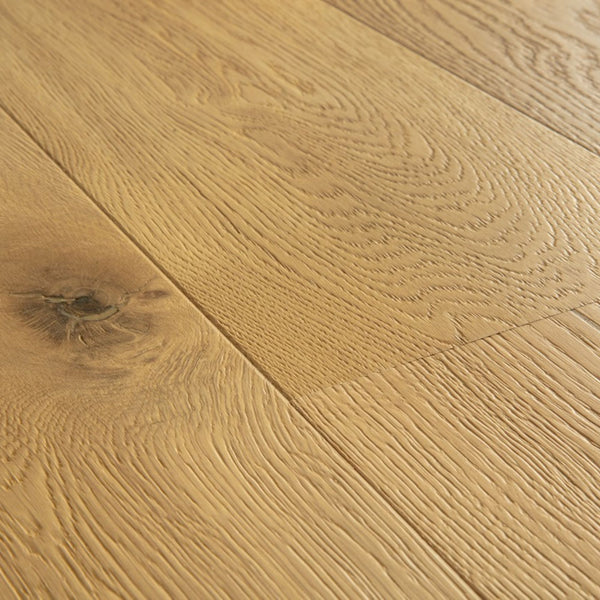 Pavimento in PARQUET CASCADA ROVERE DEL DESERTO EXTRA OPACO QUICK-STEP effetto legno finitura laccata extra opaca e tecnologia Wood for Life anti-umidità