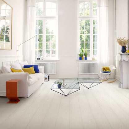 Pavimento in Laminato CAPTURE ROVERE TINTO BIANCO QUICK-STEP con tecnologia Scratch Guard, 100% impermeabile, posa Uniclic