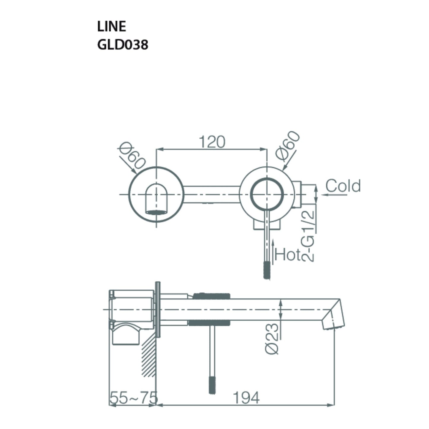 # RUBINETTO PER LAVABO MONOCOMANDO DA INCASSO LINE - IMEX miscelatore incasso a parete