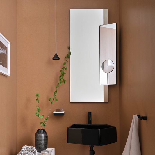 # SPECCHIO BAGNO KANTO - CERAMICA CIELO con lente ingranditore, design destro o sinistro