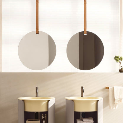 # SPECCHIO BAGNO ROTONDO ø60 con cinta in cuoio  - CERAMICA CIELO monofacciale o bifacciale oggetto d’arredo unico che unisce eleganza e funzionalità