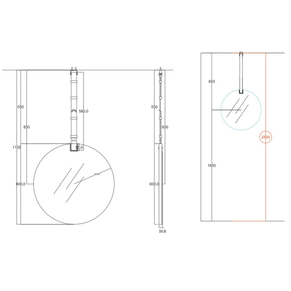 # SPECCHIO BAGNO ROTONDO ø60 con cinta in cuoio  - CERAMICA CIELO monofacciale o bifacciale oggetto d’arredo unico che unisce eleganza e funzionalità
