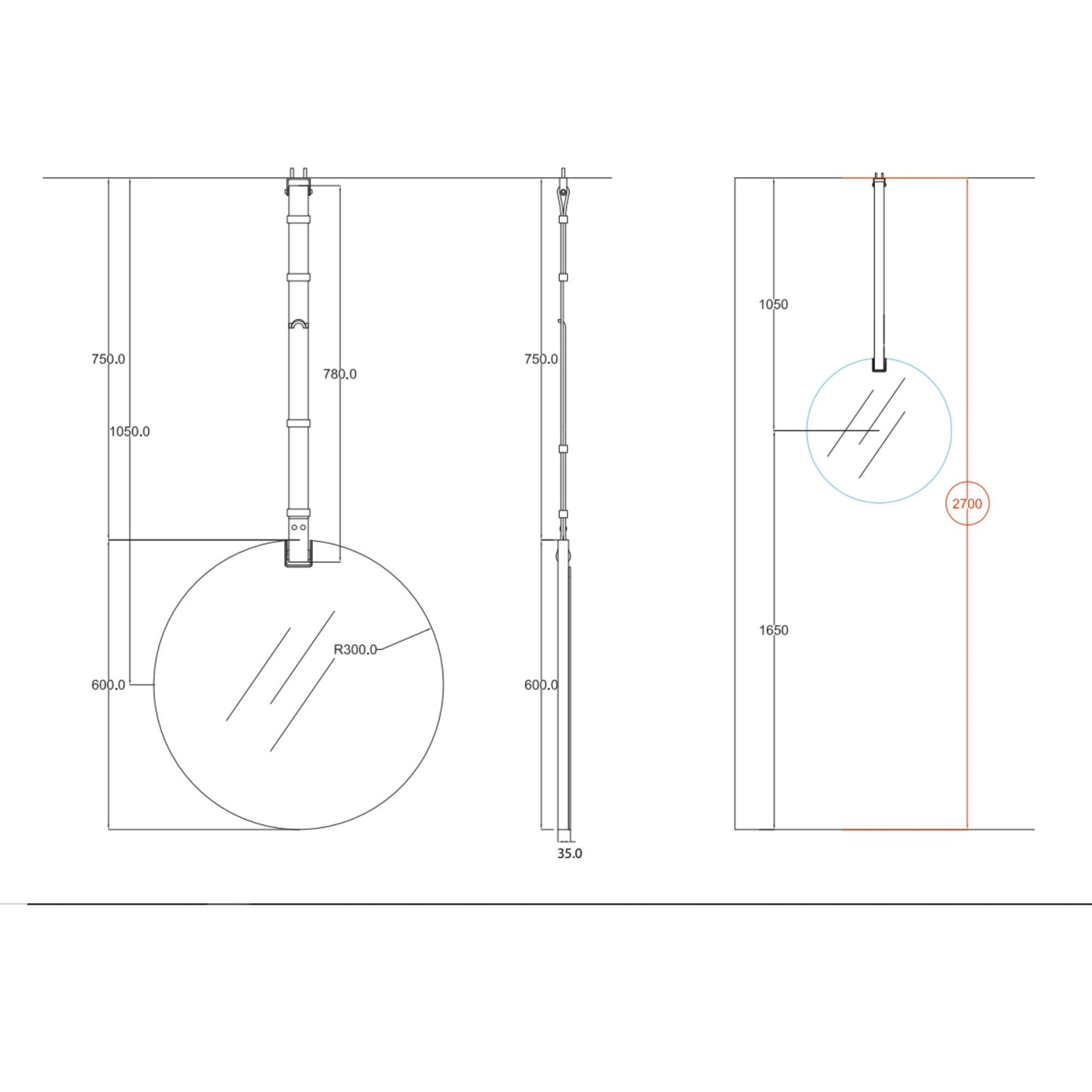 # SPECCHIO BAGNO ROTONDO ø60 con cinta in cuoio  - CERAMICA CIELO monofacciale o bifacciale oggetto d’arredo unico che unisce eleganza e funzionalità