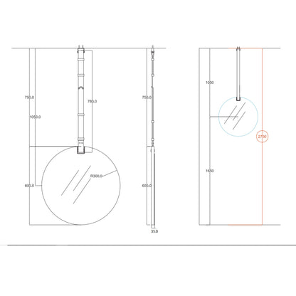 # SPECCHIO BAGNO ROTONDO ø60 con cinta in cuoio  - CERAMICA CIELO monofacciale o bifacciale oggetto d’arredo unico che unisce eleganza e funzionalità