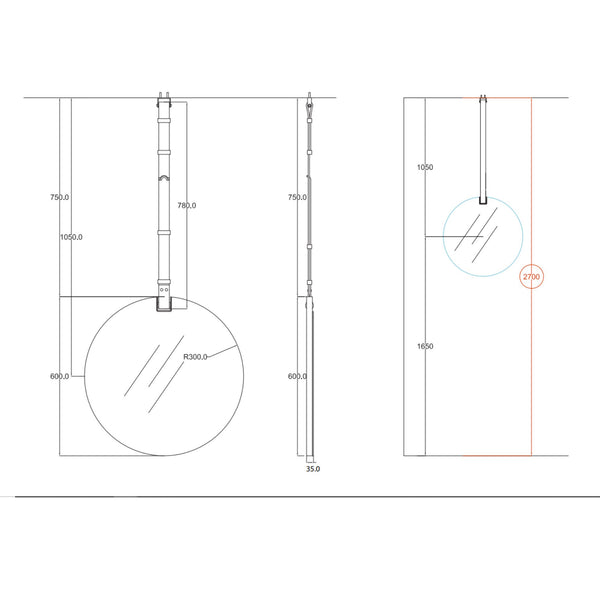 # SPECCHIO BAGNO ROTONDO ø60 con cinta in cuoio  - CERAMICA CIELO monofacciale o bifacciale oggetto d’arredo unico che unisce eleganza e funzionalità