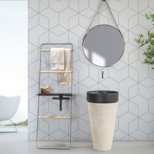 SPECCHIO BELT CORNICE in ALLUMINIO CROMATO Ø60cm o Ø105cm- CIPÍ specchio elegante con cintura in Ecopelle