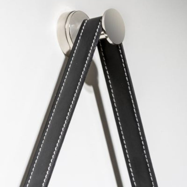SPECCHIO BELT CORNICE in ALLUMINIO CROMATO Ø60cm o Ø105cm- CIPÍ specchio elegante con cintura in Ecopelle