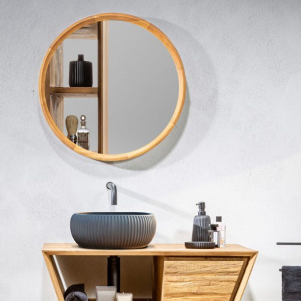 SPECCHIO CIRCOLARE ORDINA ROUND LARGE Ø60Cm o Ø80Cm - CIPÍ cornice in legno e corda nautica