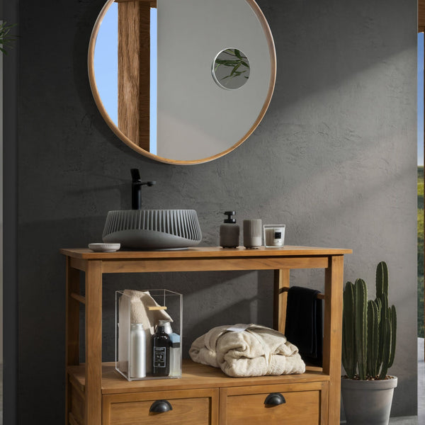 SPECCHIO CIRCOLARE ORDINA ROUND LARGE Ø60Cm o Ø80Cm - CIPÍ cornice in legno e corda nautica