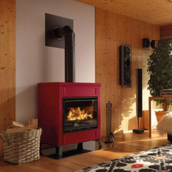 STUFA A LEGNA ELSA 70SP Aria irraggiamento 10kW A+ PALAZZETTI con rivestimento in ceramica, tecnologia O2Brick e predisposizione per canalizzazione dell’aria calda