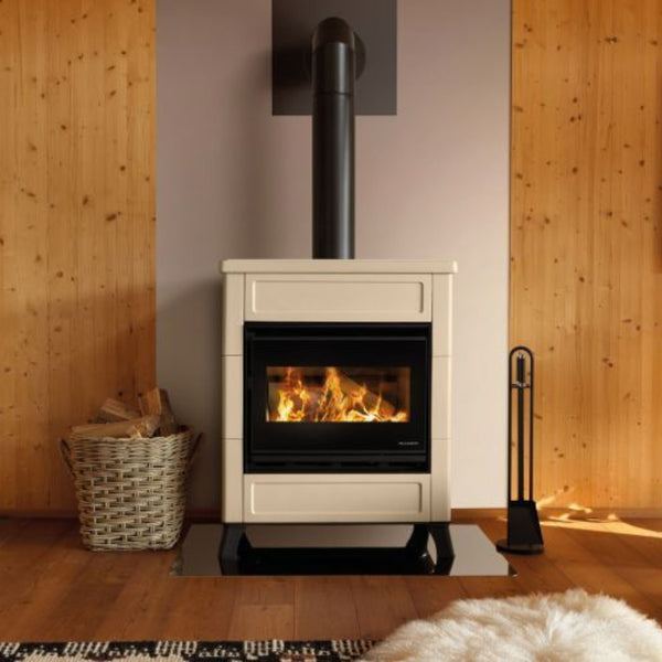 STUFA A LEGNA ELSA 70SP Aria irraggiamento 10kW A+ PALAZZETTI con rivestimento in ceramica, tecnologia O2Brick e predisposizione per canalizzazione dell’aria calda