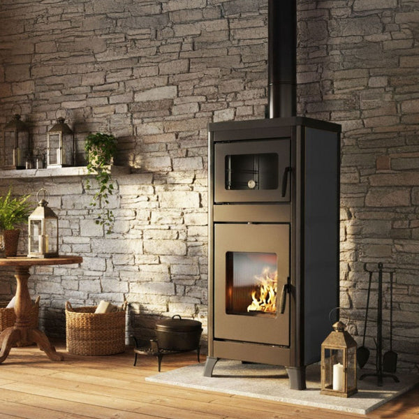 STUFA A LEGNA DOROTEA CON FORNO INTEGRATO Aria irraggiamento 10kW A+ PALAZZETTI per riscaldamento domestico e cottura a legna in ambienti residenziali