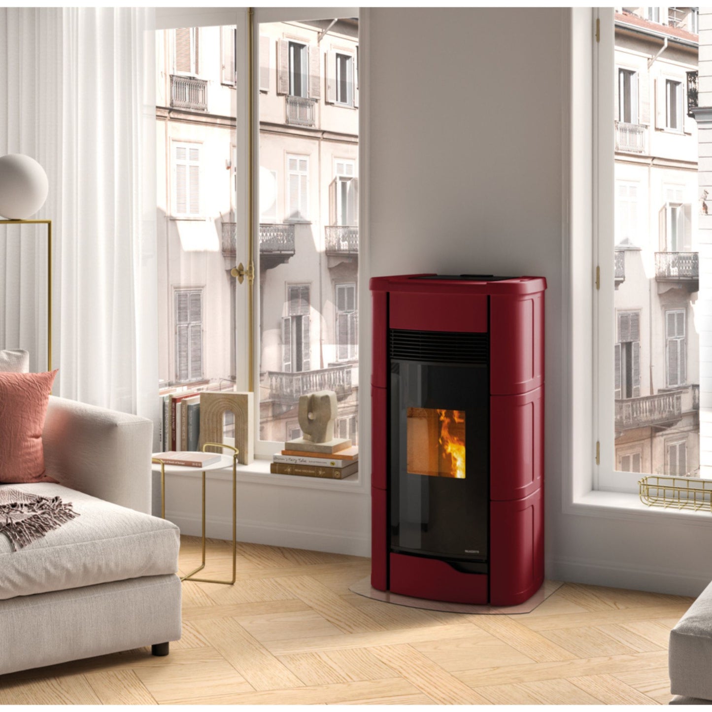 STUFA A PELLET Ecofire Anna 12 Aria 12kW PALAZZETTI ermetica ceramica ventilata zero speed fan braciere ghisa aria calda a+
