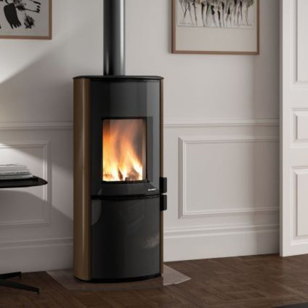 STUFA A LEGNA SOFIA Aria Irraggiamento 8kW A PALAZZETTI con porta fuoco verticale, struttura in acciaio verniciato e riscaldamento ad aria per ambienti domestici moderni