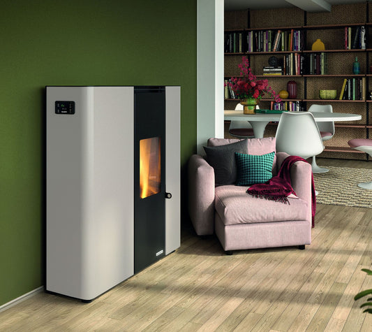 STUFA A PELLET ECOFIRE SCARLET TC 6 Aria Ventilata 6kW A+ PALAZZETTI Stufa a pellet salvaspazio ermetica, progettata per installazione a filo parete