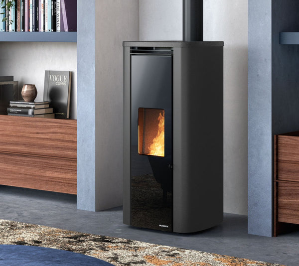 STUFA A PELLET ECOFIRE THEO 9 US Aria Ventilata 9kW A+ PALAZZETTI Stufa ermetica con uscita dei fumi superiore coassiale