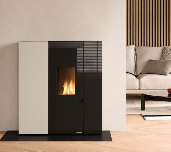 STUFA A PELLET ECOFIRE TIFFANY 13 Aria Irraggiamento 13kW A+ PALAZZETTI salvaspazio ermetica con braciere autopulente e ventilazione canalizzabile
