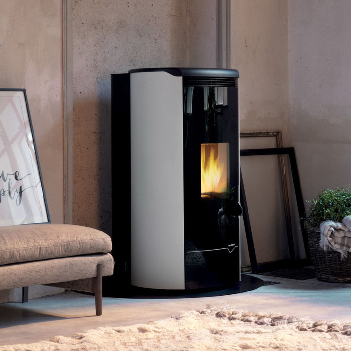 STUFA A PELLET Ecofire Jackie Idro 26 acqua e aria 26kw PALAZZETTI idro ventilata ermetica top ghisa acciaio combustione totale autopulente acqua aria