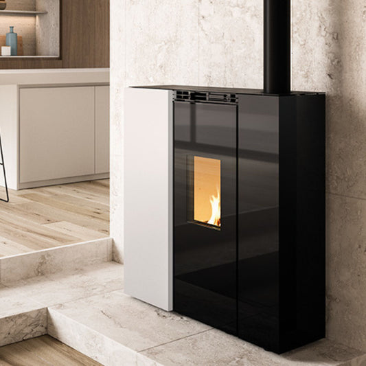 STUFA A PELLET Ecofire Tiffany Idro 13kW PALAZZETTI salvaspazio idro ventilata acciaio vetro braciere autopulente acqua