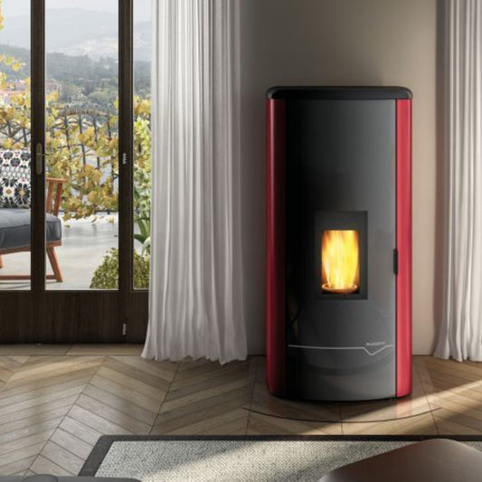 STUFA A PELLET Ecofire Mirella Idro 13 acqua PALAZZETTI ad alta efficienza con vetro ceramico autopulente e gruppo idraulico integrato