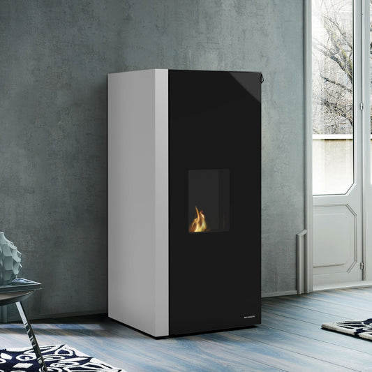 STUFA A PELLET ECOFIRE DADÒ IDRO 26 Acqua e Aria 26kW A++ PALAZZETTI pannello digitale touch e gruppo idraulico integrato per riscaldamento efficiente e duraturo