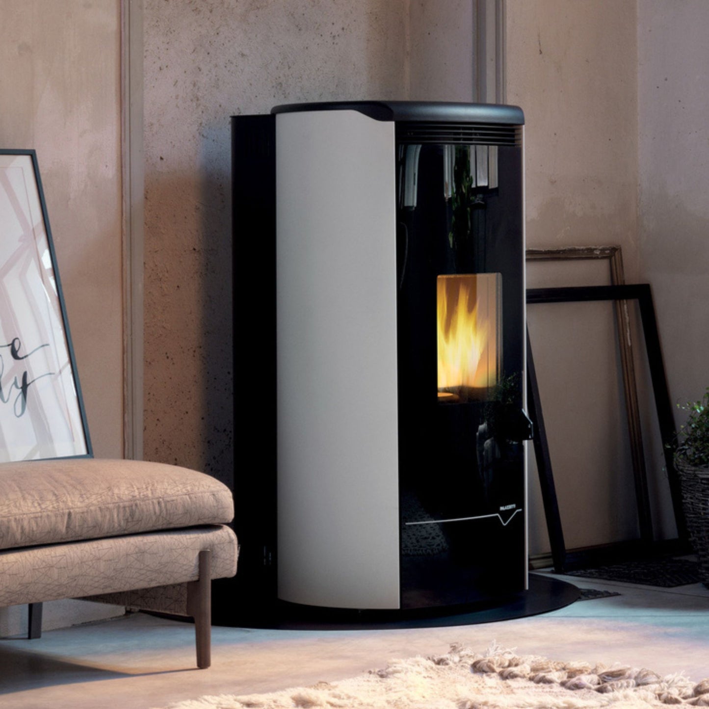 STUFA A PELLET ECOFIRE JACKIE IDRO 15 Acqua e Aria 15kW A++ PALAZZETTI idro ventilata con combustione totale, braciere autopulente, gruppo idraulico integrato