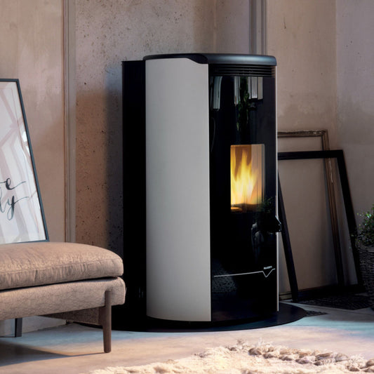 STUFA A PELLET ECOFIRE JACKIE IDRO 26 Acqua e Aria 26kW A++ PALAZZETTI ventilata e idro con braciere autopulente, top in ghisa, pannello digitale touch