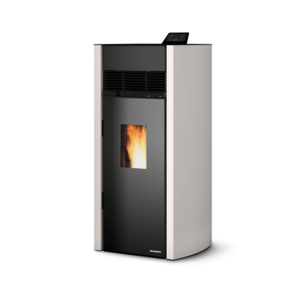 STUFA A PELLET Ecofire BIANCA LUX 12 Pro 3 Aria canalizzabile 12kW PALAZZETTI  con ventilazione indipendente, rivestimento in acciaio e tecnologia Zero Speed Fan