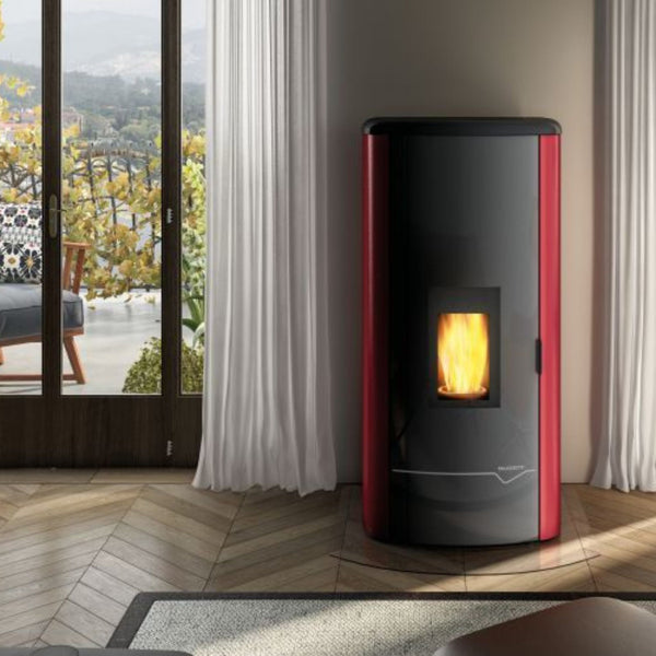 STUFA A PELLET Ecofire Mirella Idro 13 acqua PALAZZETTI ad alta efficienza con vetro ceramico autopulente e gruppo idraulico integrato