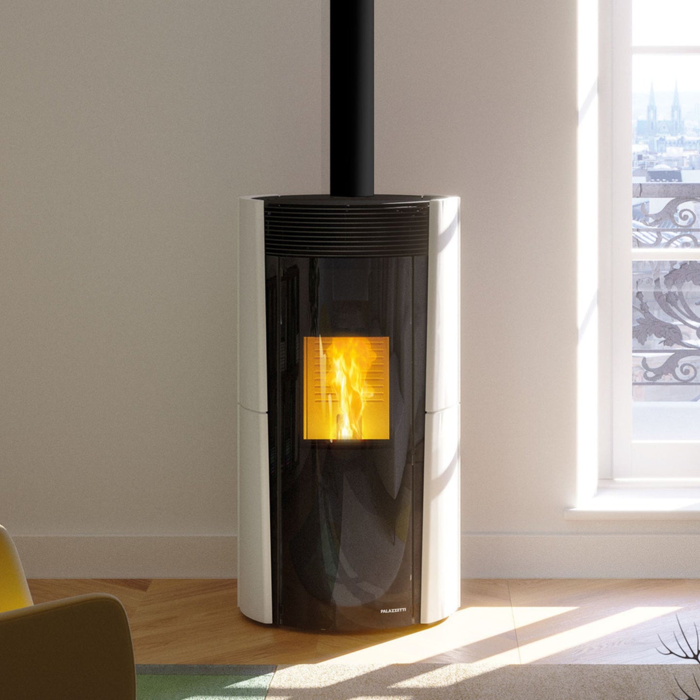 STUFA A PELLET LILIBET TC 12 US Aria canalizzabile 12kW A+ PALAZZETTI ermetica coassiale canalizzabile silenziosa con ceramica e doppio vetro