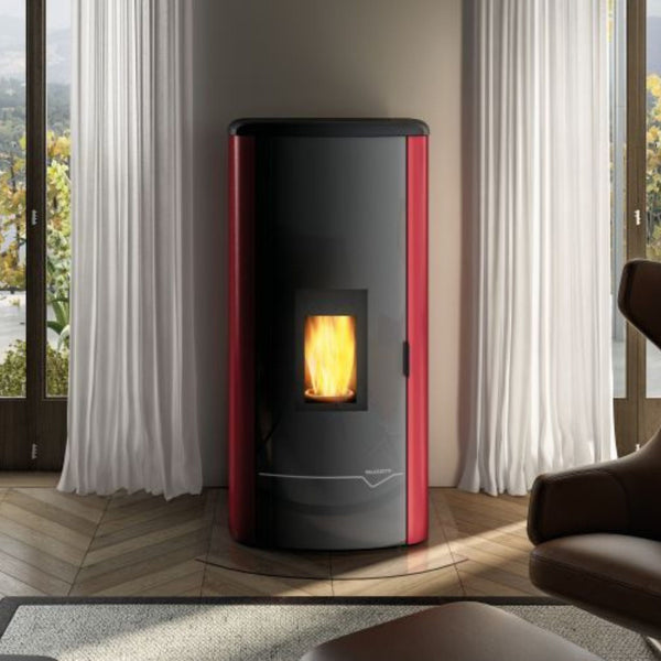 STUFA A PELLET ECOFIRE MIRELLA IDRO 13 Acqua 13kW A++ PALAZZETTI top in ghisa, doppia porta in vetro curvo, braciere autopulente, gruppo idraulico integrato