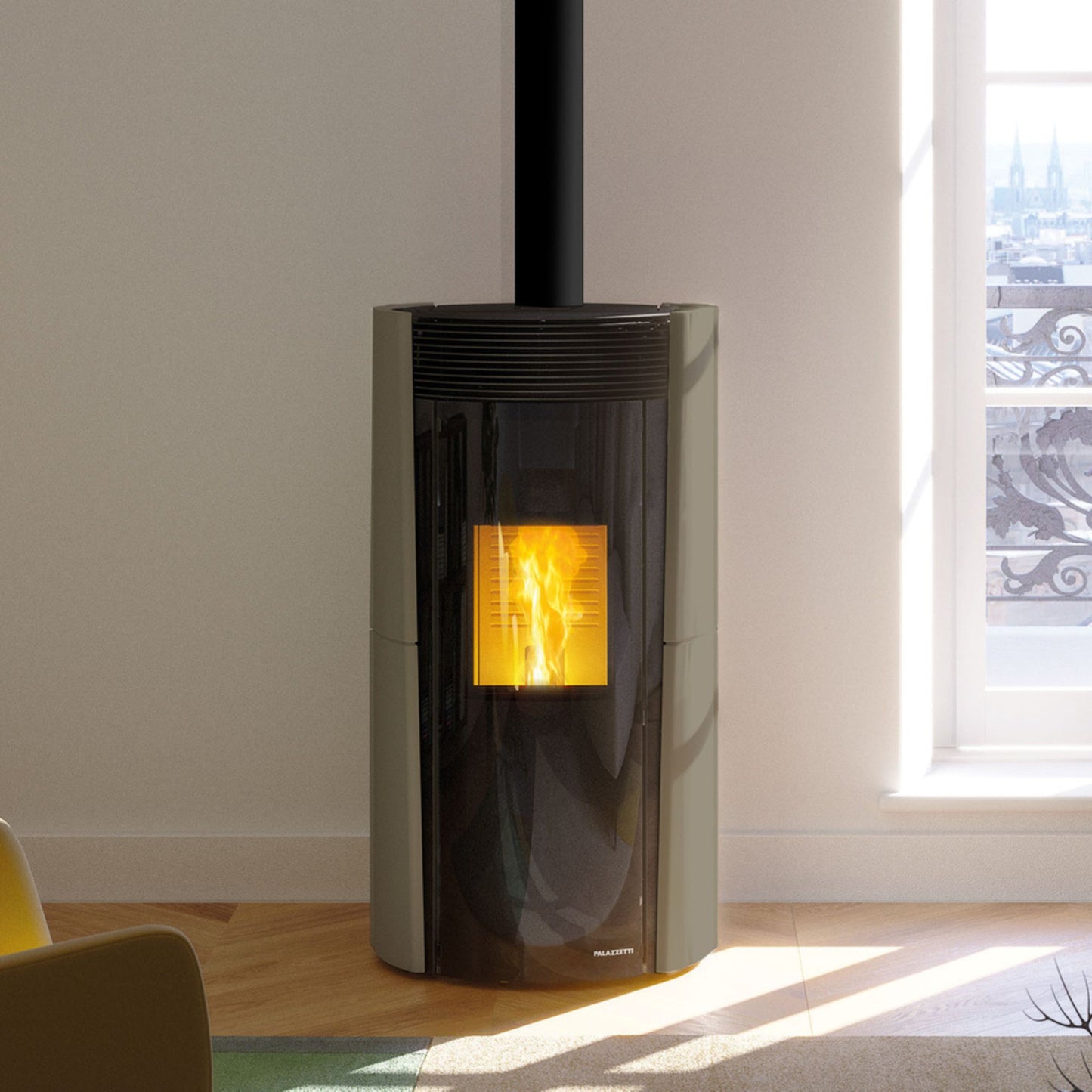 STUFA A PELLET LILIBET TC 12 US Aria canalizzabile 12kW A+ PALAZZETTI ermetica coassiale canalizzabile silenziosa con ceramica e doppio vetro
