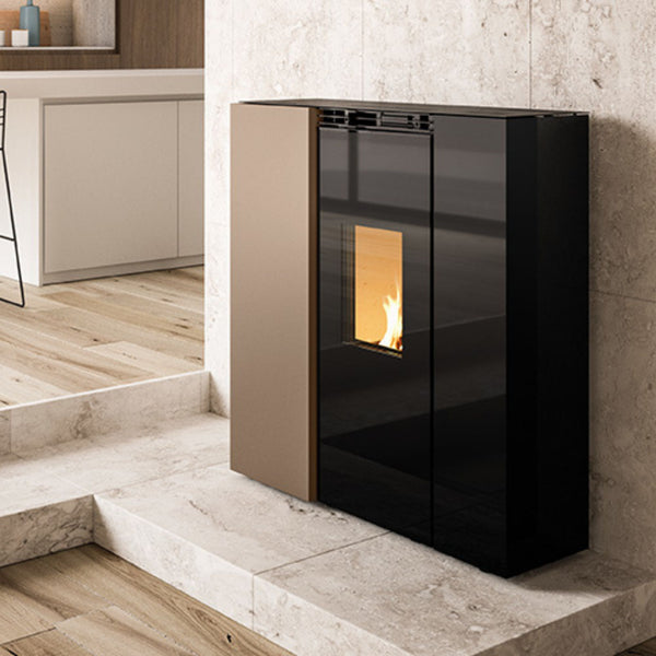 STUFA A PELLET Tiffany Idro 13kW PALAZZETTI idro ventilata acciaio vetro combustione totale autopulente acqua