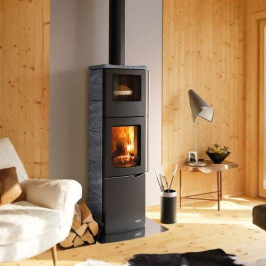 STUFA A LEGNA EVA S CON FORNO INTEGRATO Aria irraggiamento 8kW A PALAZZETTI per riscaldamento ad aria e irraggiamento con funzione cottura domestica