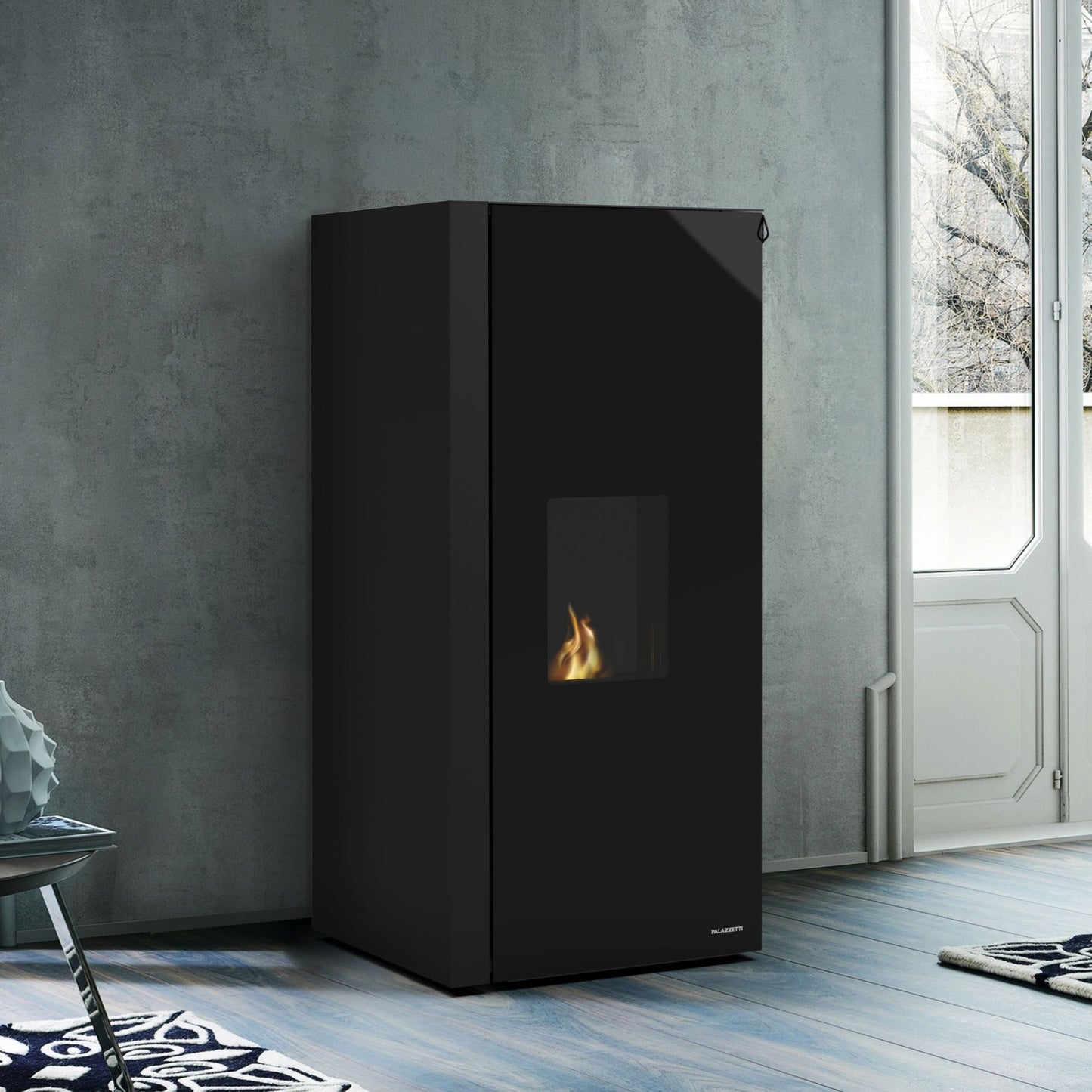 STUFA A PELLET ECOFIRE DADÒ IDRO 15 Acqua e Aria 15kW A++ PALAZZETTI pannello digitale touch e gruppo idraulico integrato per riscaldamento efficiente e duraturo
