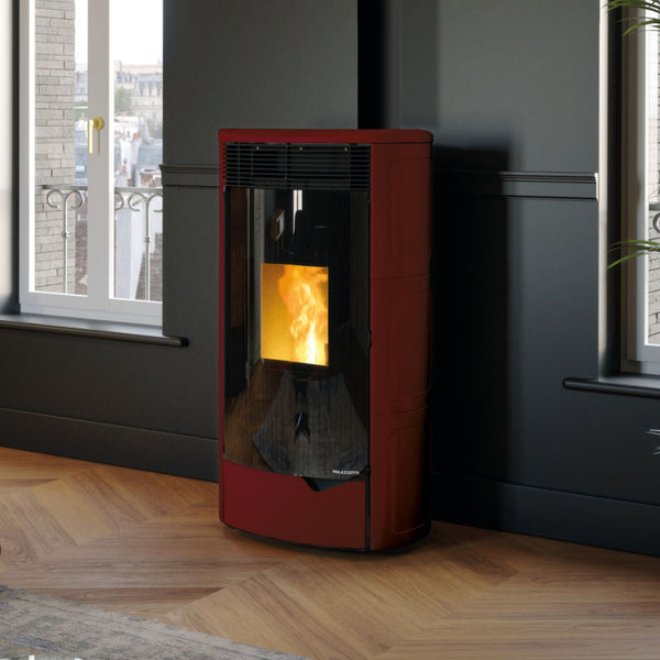 STUFA A PELLET ECOFIRE NADINE TC 9 US Pro2 Aria Ventilata 9kW A+ PALAZZETTI riscaldamento performante e sicuro con struttura in acciaio con rivestimento in ceramica