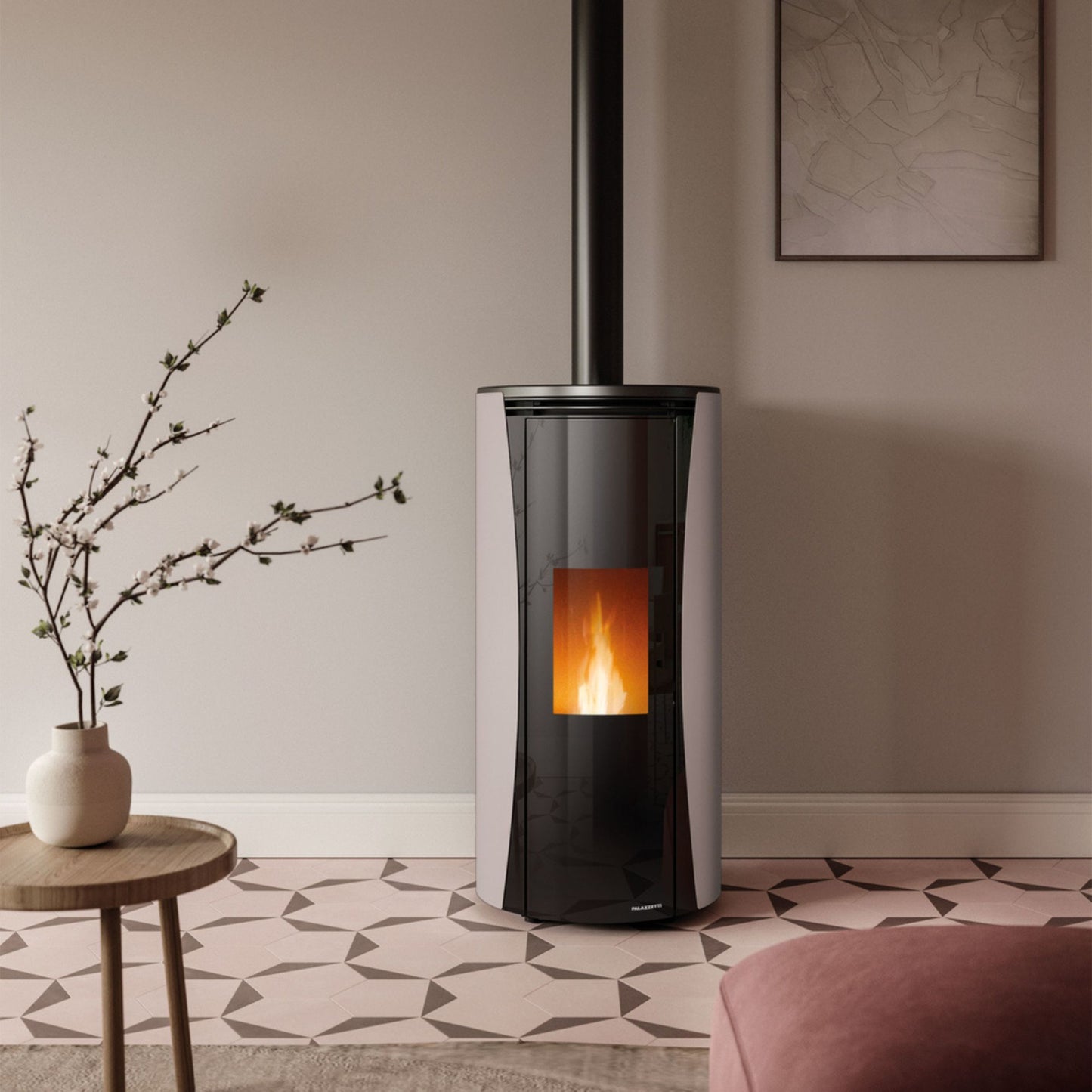 STUFA A PELLET ECOFIRE VIVI 6 US Aria Ventilata 6kW A+ PALAZZETTI ermetica con uscita fumi coassiale, braciere autopulente, Complete Burning System, ventilazione regolabile