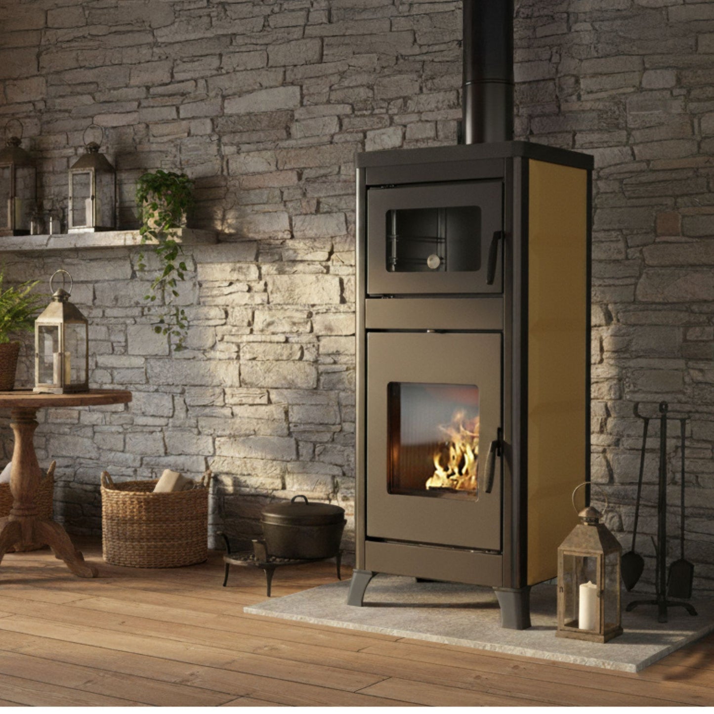 STUFA A LEGNA DOROTEA CON FORNO INTEGRATO Aria irraggiamento 10kW A+ PALAZZETTI per riscaldamento domestico e cottura a legna in ambienti residenziali