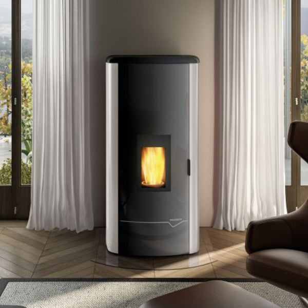 STUFA A PELLET ECOFIRE MIRELLA IDRO 13 Acqua 13kW A++ PALAZZETTI top in ghisa, doppia porta in vetro curvo, braciere autopulente, gruppo idraulico integrato