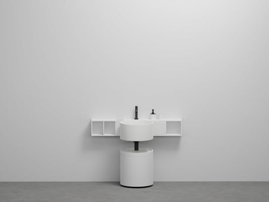 # LAVABO SELLA con POUFF OTTO TONDO - CIELO complementi d'arredo per bagno Made in Italy