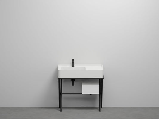 # LAVABO CON CON MOBILE e CASSETTO SIWA in ceramica - CIELO lavandino per bagno dalle geometrie nette e linee pulite