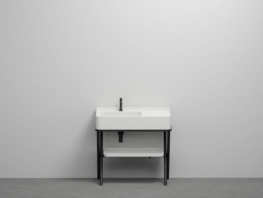 # LAVABO CON MOBILE e VASSOIO SIWA in ceramica - CIELO lavandino per bagno dalle geometrie nette e linee pulite
