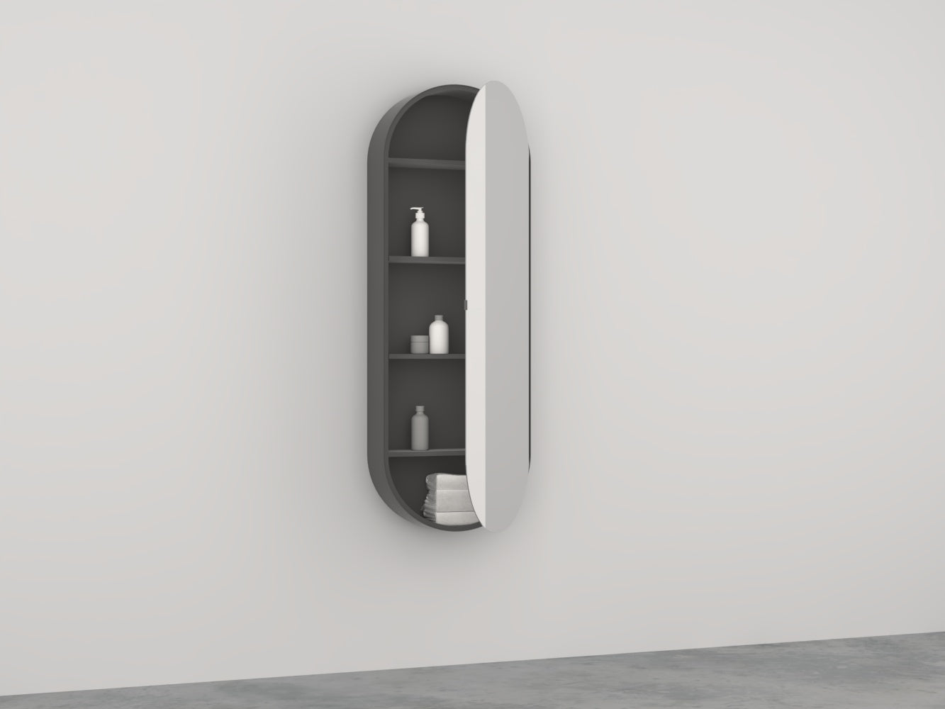 # SPECCHIO con CONTENITORE OVALE ELIO SLIM ARCADIA - CIELO elemento d'arredo per bagno Made in Italy
