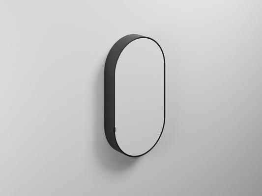 # SPECCHIO CONTENITORE OVALE con BOX OVAL - CIELO elemento di design per bagno