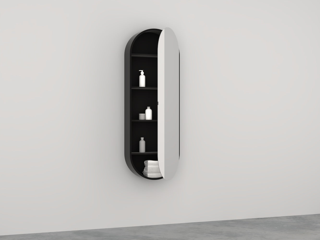 # SPECCHIO con CONTENITORE OVALE ELIO SLIM ARCADIA - CIELO elemento d'arredo per bagno Made in Italy