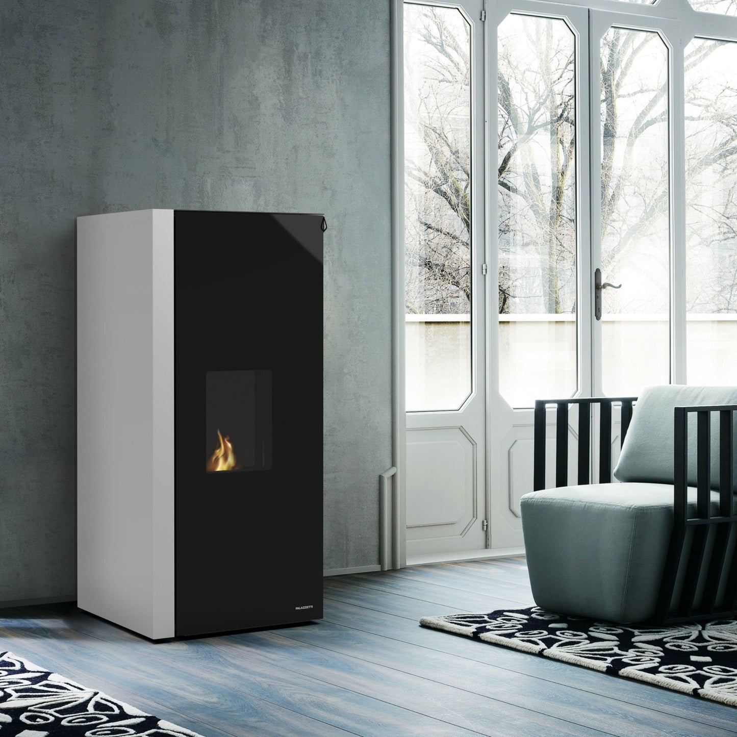 STUFA A PELLET Ecofire Dadò Idro 10 acqua aria da 10 kW PALAZZETTI ad alta efficienza per riscaldamento ad aria e acqua