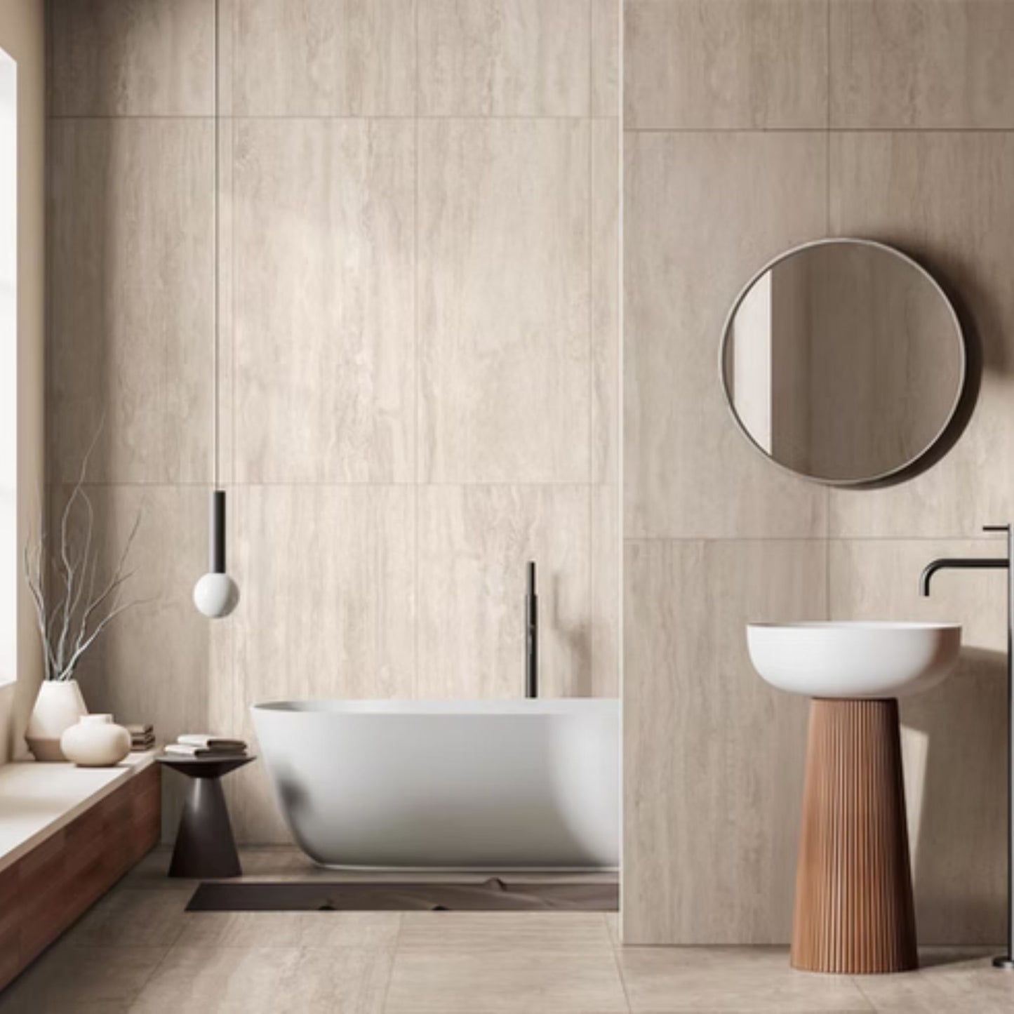 TRAVERTINE SAVOIA ITALIA Piastrelle in gres porcellanato effetto travertino contemporaneo per pavimenti e rivestimenti